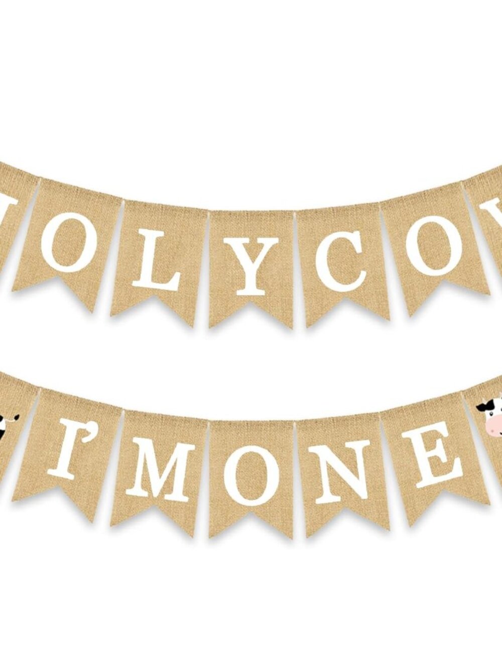 Holy Cow I'm One Banner Farm 1st Birthday Party Decoration Barnyard Burlap Garla